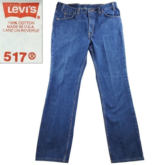 Levi's 517 Orange Tab Jeans VTG USA 40517-0215 Bootcut Men's "36x33" Real 34x34 - Picture 1 of 13